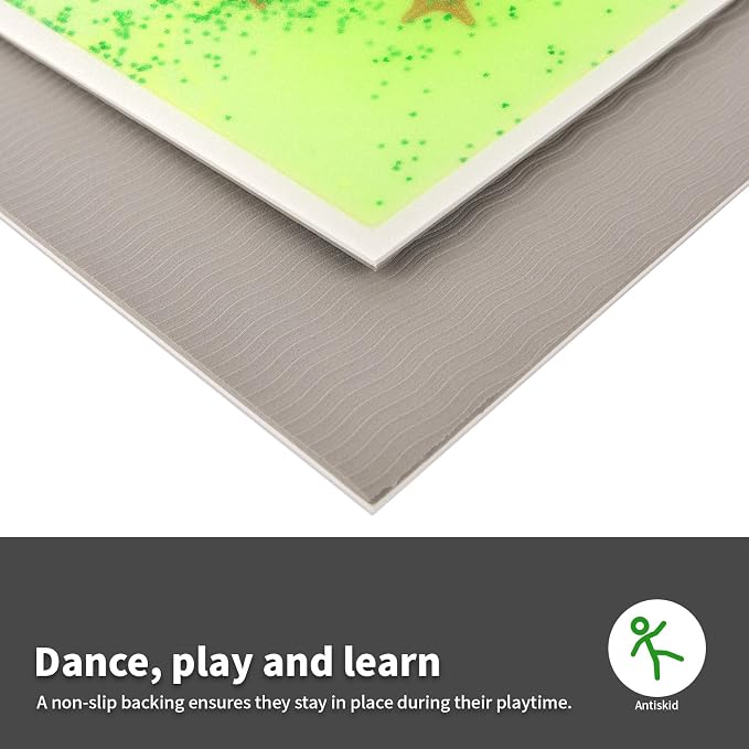 LONGKING 4-Sheet Liquid Square Sensory Tiles, Animal Pattern, Colorful Floor Tile for Play Centers, Playroom, Lava Tiles, 11.8"x11.8" | Sensory floor tiles, soft liquid gel, 11.8"x11.8", color movement play mat, playroom classroom daycare, 4-sheet