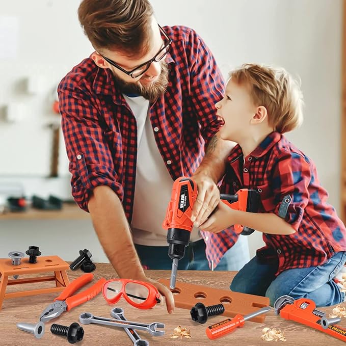Kids Tool Set 48pcs, Christmas Birthday Gifts for Boys Girls Ages 3 , 4, 5, 6, 7,Toddler Tool Set with Portable Tool Box & Electronic Toy Drill, Construction Toys Tools for Toddlers