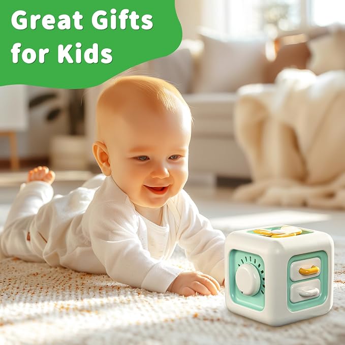 SOCBTNSO Montessori Busy Cube Travel Toy for Toddlers | Learning Fine Motor Skills, 1st Birthday Gifts for 1 Year Old, 6 9 12 Months Baby