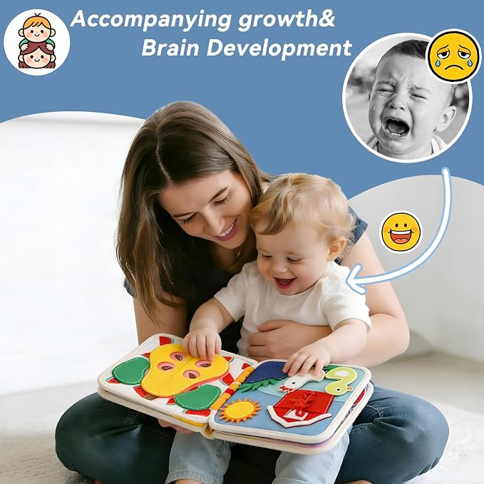 Montessori Busy Book for Toddlers 1-3 – Soft Felt Quiet Book for Sensory & Fine Motor Skills