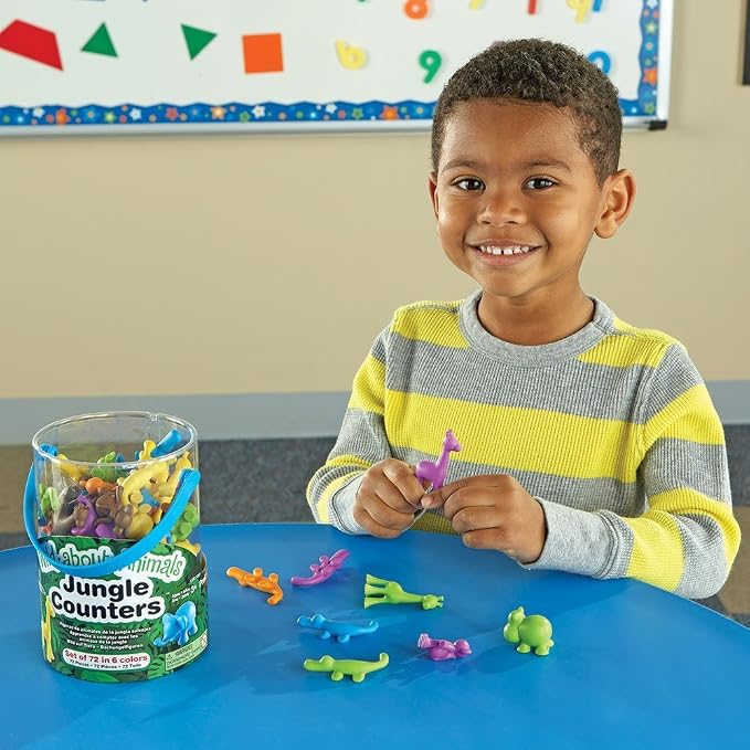 Learning Resources Wild About Animals Jungle Counters | Toddler Counting Toys, Animal Counters, Math Manipulatives, Color Sorting Toys, Fine Motor Skills, Preschool Matching Toy