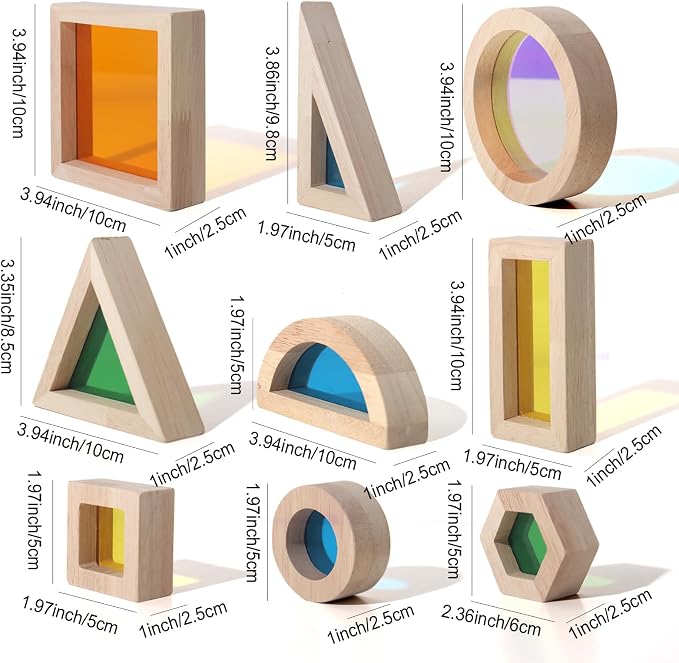 Dinhon 32-Piece Acrylic Rainbow Building Blocks Set for Kids - Colorful Stacking Blocks, Educational Toddler Puzzles, Preschool Learning Toys, Gifts for Ages 1 2 3 4 5 Boys and Girls
