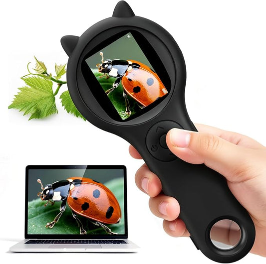 Digital Microscope for Kids School Projects, 500X Portable Microscope with 2" IPS Screen, STEM Science Tool for Kids Age 6-12 (Black)