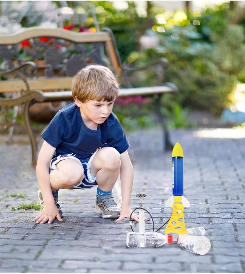 PLAYSTEM Outdoor Water Powered Rocket Physics Learning Set-with Tail, Body and Pump DIY Rocket Science Experiment Kit- Space STEM Outdoor Toys Gift for Kids,Teens, Boys & Girls