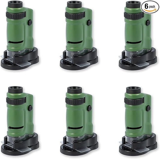 Carson MicroBrite 20x-40x LED Lighted Pocket Microscope for Learning, Education and Exploring - Set of 6 (MM-24MU)
