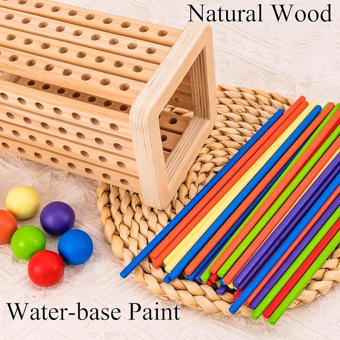 Pichoi Montessori Game Wooden Board Game - Multiplayer Family Travel Game - Math Educational Fine Motor Skills Toy for Boys Girls Ages 3-8, Perfect Holiday & Birthday Gift