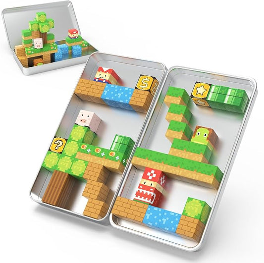 45PCS Mini Magnetic Blocks Travel Set, STEM Building Toy for Kids Ages 3+ | Travel storage case; DIY magnetic tile builds; Mini outdoor portable size; Spatial STEM learning; Kids travel quiet toy