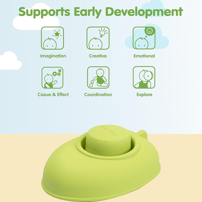 PlanToys® Pastel Green Rubber Convertible Boat Water & Sensory Play Toy | pastel green rubber convertible boat, montessori water bath play, cause effect imagination exploration, floating toy, toddler
