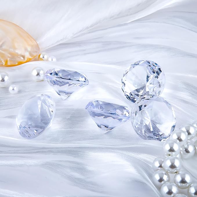 Niceup 26PCS Fake Diamonds Gem Toys, 1.5in Clear Pool Diving Gems Acrylic Plastic Gemstones for Kids, Party Décor Jewels Treasure Hunt Hiding Sensory Bin Filler Toys Craft Supplies