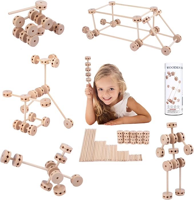 Wooden Building Blocks STEM Educational Preschool Construction Toy for Kids | Wooden Building Blocks,STEM Preschool Learning Toys for Kids,Educational Construction Tinker Gift for Boys and Girls