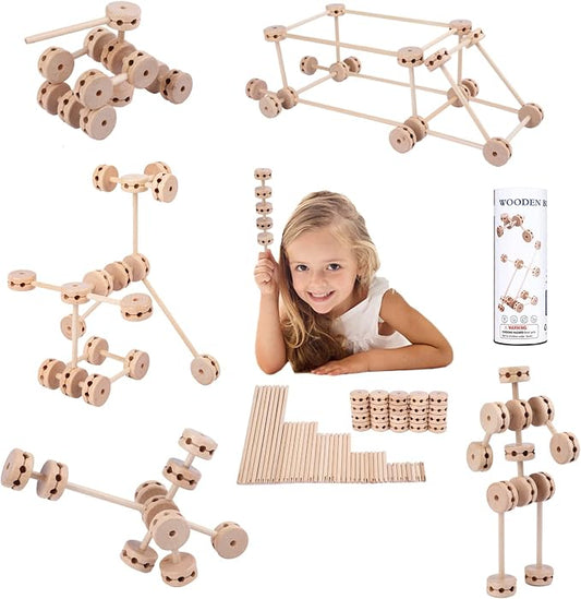 Wooden Building Blocks STEM Educational Preschool Construction Toy for Kids | Wooden Building Blocks,STEM Preschool Learning Toys for Kids,Educational Construction Tinker Gift for Boys and Girls