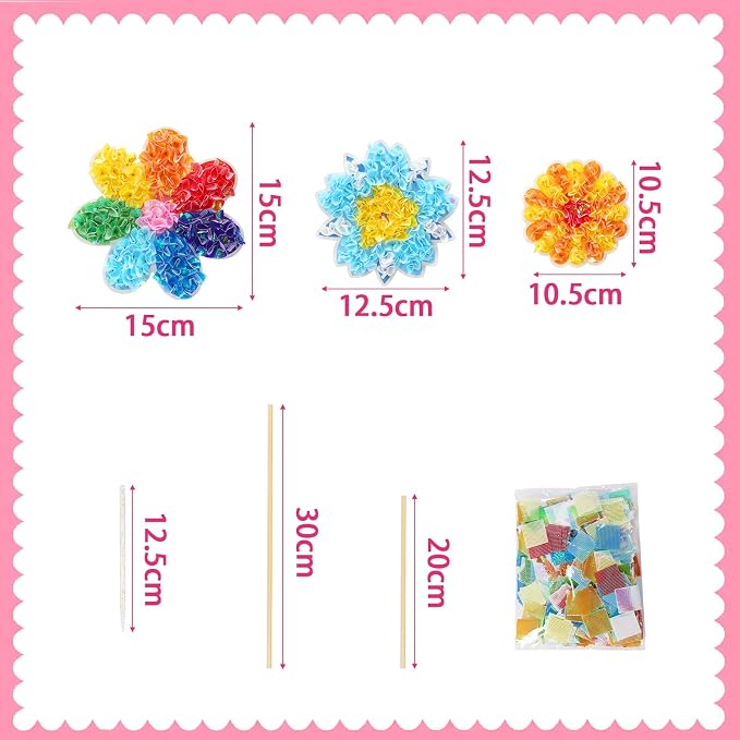 Fennoral 24 Pack Flower Poke in Art for Kids Make You Own Flower Bouquet Craft Kit DIY Poke EVA Foam Craft for Girls Boys for Classroom Art Activity Mother's Day Decoration MOM Gift