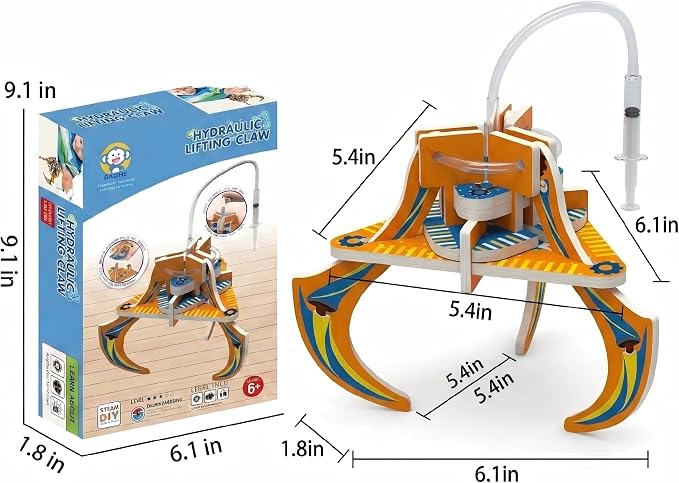 STEM Science Kit Hydraulic Claw, Engineering Toy, Teach Hydraulic Principle | Learn fluid pressure & energy conversion! Build a hydraulic claw with shafts, easy assembly. STEM experiment for kids.