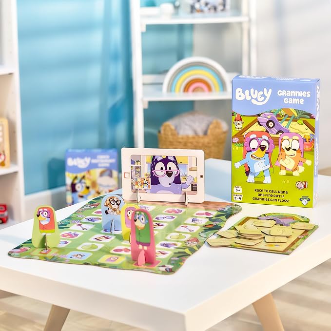 Bluey Grannies Game, A Granny Game Where You Collect Grannies' Items Like Glasses and Walking Sticks, Race to Be The First to Call Nana and Start A Flossing Party, for Ages 3+ for 2-4 Players