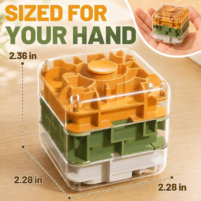 3 Layer 2 in 1 3D Rolling Ball Maze Cube, Kids Fidget Spinning Toys | Fidget Toy and Stress Toy, 3D Brain Teaser Puzzle Game Portable Activity Toy Birthday Gifts for Kids Ages 3-7+ Boys Girls
