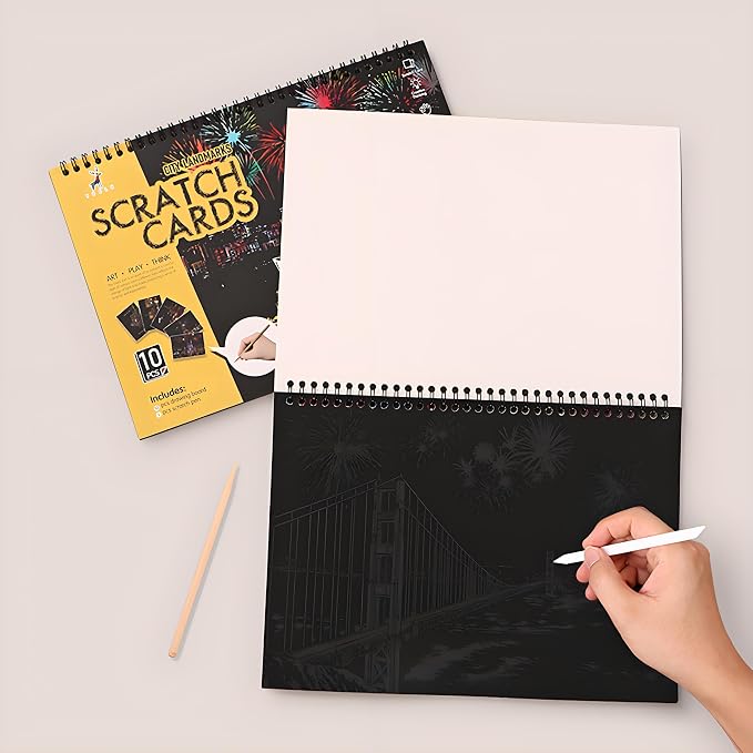 20 PCS Cityscape Scratch Art Book Crafts for Adults Teen, Rainbow Landmarks | DIY Colorful City Series Painting Paper, ASMR Stress-Relief Engraving Kit Scratchboard, travel crafts and creative gifts