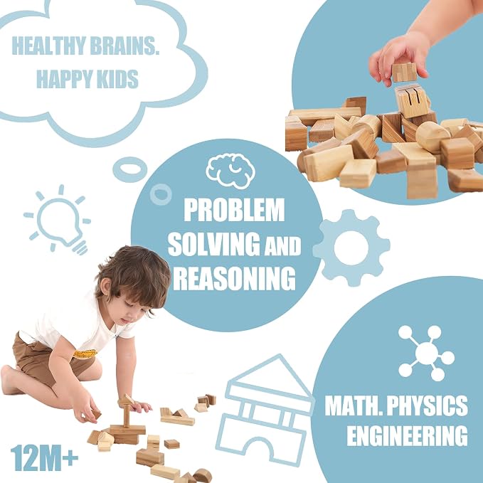 80-Piece Wooden Alphabet Building Blocks Set - Creative ABC Letters, Numbers & Shapes Blocks for Building Castles, Rockets, Robots | Educational Stacking Toys with Math Symbols for Kids Ages