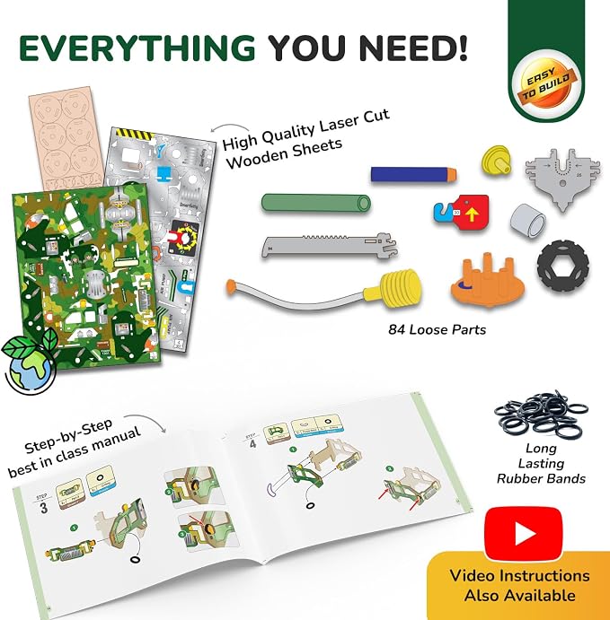 Smartivity DIY Military Vehicle Truck Toy for Kids 8-14 Years | Build Your Own Military Vehicle | Air-Powered Rotating Launcher | Birthday Gift for Boys & Girls 8-14 Years