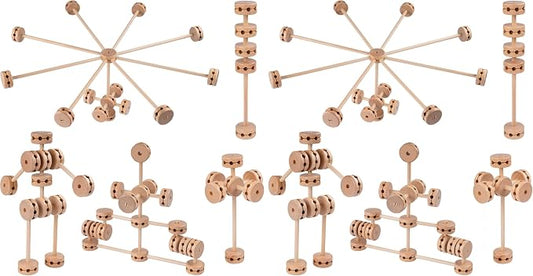 Wooden Building Blocks 60PCS Montessori STEM Toy for Kids 6+, Natural Wood Splicing Joints and Sticks Educational Sensory Tinker Creative 3D Playset Stacking Game (Pack of 2)