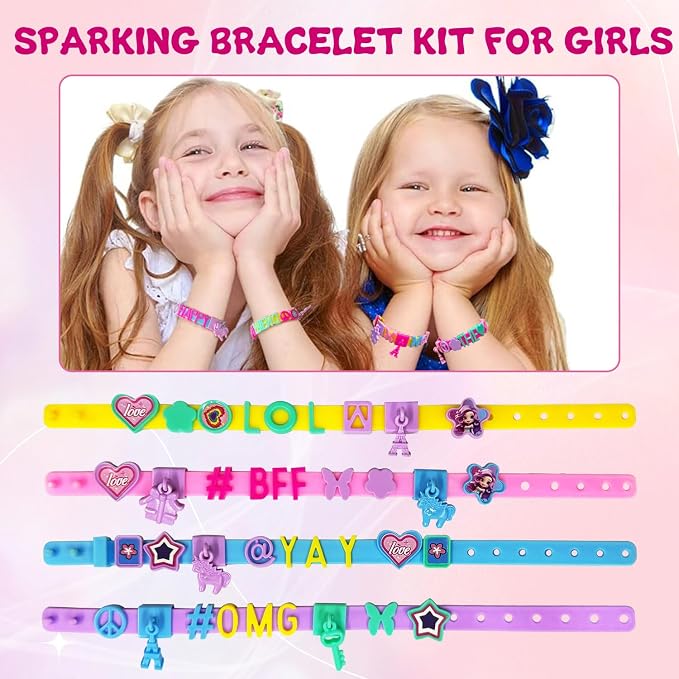 Friendship Bracelet Making Kit, Arts & Crafts for Girls Ages 5-12 | DIY Kids Jewelry Craft Kit, Snap-On Design, Adjustable Strap, Personalized Name Bracelets, Sleepovers, Parties, Birthday Gift