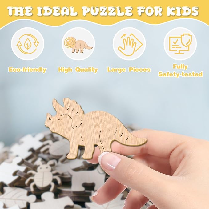 Dinosaur Wooden Puzzles for Kids - Ankylosaurus | 50 Piece Puzzles for Kids Ages 6-8, Kids Puzzles with Unique Animal Shapes, Round Gift for Girls and Boys (11.4 * 11.4 in)