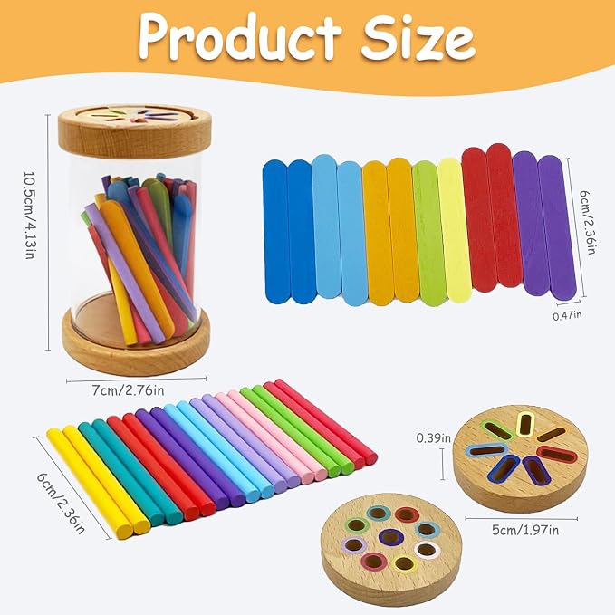 Montessori Shape & Color Sorting Montessori Toys for Toddlers 3, Wooden Fine Motor Skills Sensory Toy Preschool Learning Toys Travel Gift for Boys and Girls (Acrylic Set)