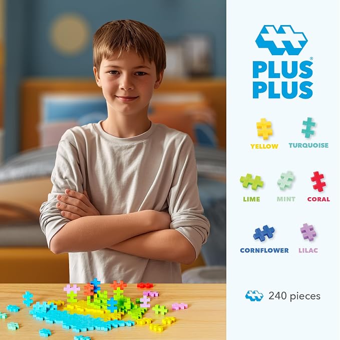 PLUS PLUS 240 Piece Tropical Mix - Mini Waffle Blocks, Classroom Must Haves | STEM Toys, Sensory Bin Fillers, Classroom Must Haves, Gifts for Boys & Girls, Christmas Stocking Stuffers for Kids