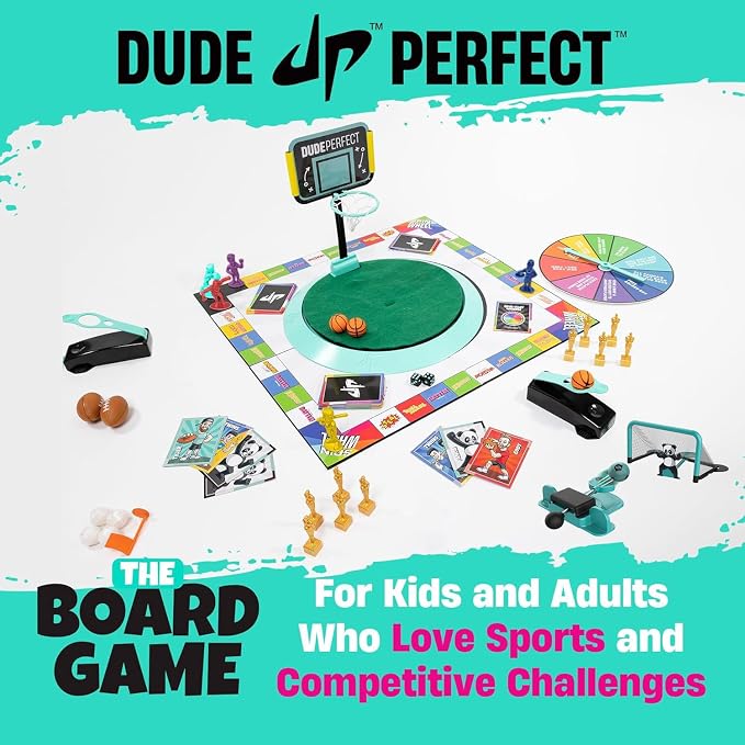 Dude Perfect Board Game with Soccer Add On; Action Packed Sports Challenges for Competitive Kids and Families | Perfect for Family Game Night; 2 to 5 Players; Ages 4 and up | With Soccer Expansion; Action Packed; Perfect for Family Game Night; 2 to 5 P...