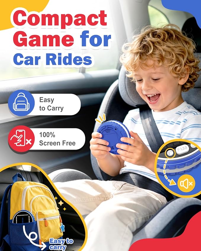 Electronic Strategy Board Game, 7-in-1 Car Travel Games, Road Trip Games | Airplane Travel Essentials Brain Toy for Kids with AI Opponent, Handheld Travel Games For Kids, Adults and Family Interactive