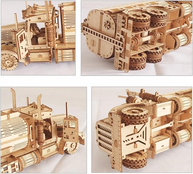 3D Wooden Tank Truck Puzzle, Wood Crafts DIY Assembly Mechanical Truck Model Kits, Wooden STEM Brain Teaser Puzzles, Christmas Birthday Gifts for Adults & Teens