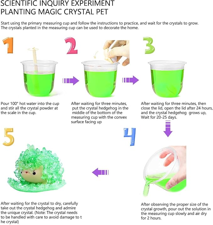 Crystal Growing Toys for Kids - Vibrant Colorful Crystal Hedgehog to Grow,Science Experiments Learning and Education for Kids STEM Gifts for Boys & Girls 8 Years + (Moss Green)
