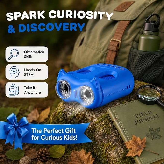 2-in-1 Kids Microscope & Telescope, STEM Science Explorer Toy Gift Age 5-10 | From Close-up Details to 10X Distant, Photo Video Capture, Ideal Educational Birthday Kits for Boys Girls Outdoor Nature Game