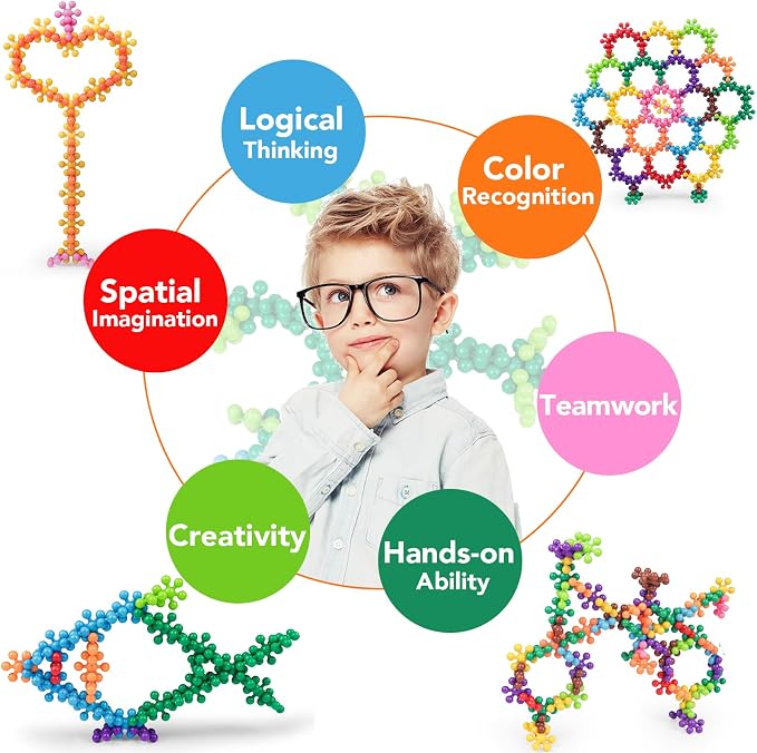 NEOACT 200PCS Building Blocks Kids STEM Toys, Educational Building Toys | Interlocking Plastic Connect Block Manipulatives for Preschool Kids Aged 3+, Creativity Kid Toy Classroom Kindergarten Toys