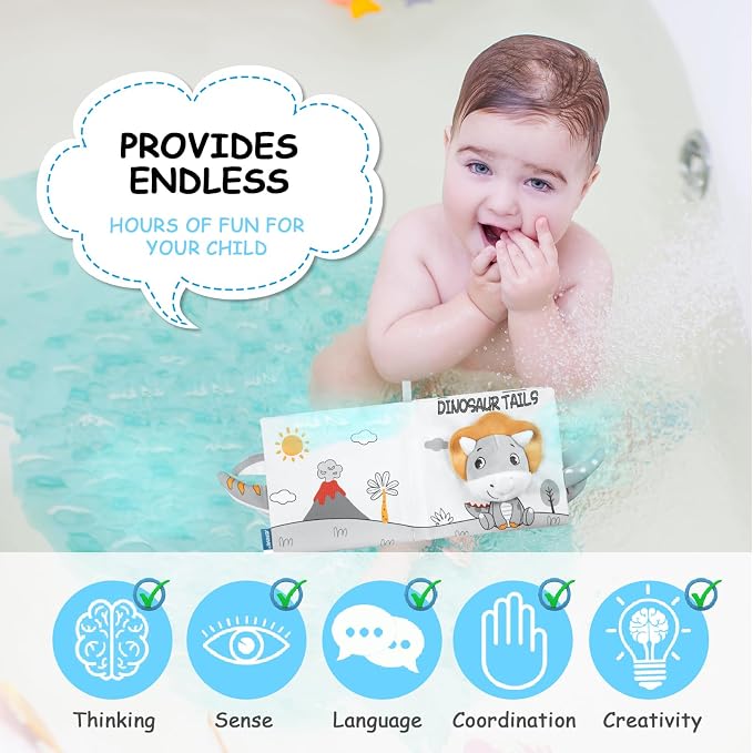 HOTUT Soft Baby Books Toys, Newborn Crinkle Book, 3D Baby Crinkle Book, Baby Books Toys for Toddlers&Kids, Soft Baby Books Touch and Feel Crinkle for 0-6 Months Boys&Girls Gifts(Dinosaur)