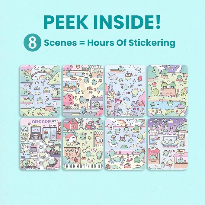 Cupkin Cute Frogs Coloring & Sticker Activity Book | 300+ Stickers | Spiral-bound kids craft format with 8 scenes, 8 art pages, side-by-side viewing, and an easy-peel design for ages 2–8