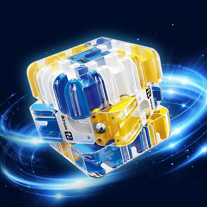 3D Rolling Ball Maze Cube, Large Labyrinth 3D Puzzle Marble Maze Cube, Brain Teaser Game, Educational Learning Sensory Toys Gift for 3+ Age Kids Adults, Logical Thinking, Family Board Games Blue 2.7"