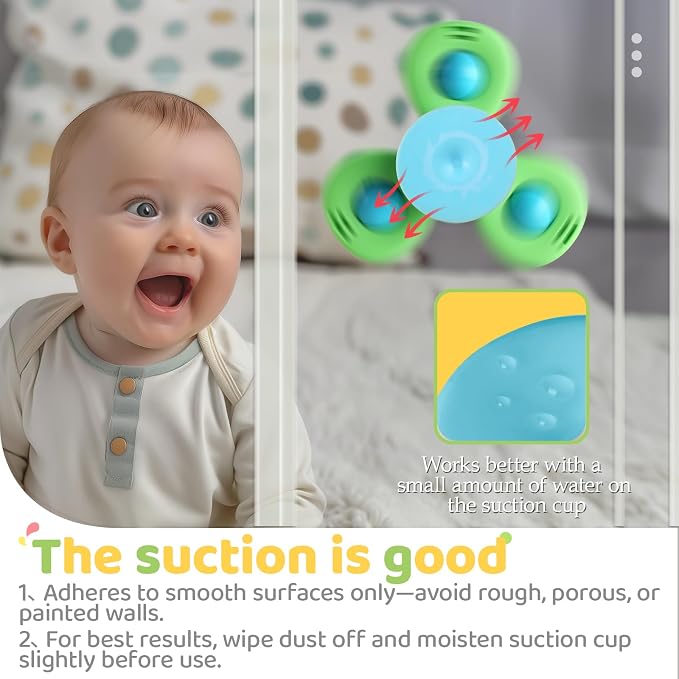 Suction Cup Spinner Airplane Travel Toys for 1 Year Old Boy Girl | Spinning Top 12 18 Months,1 2 Year Old Boy Birthday Gift,Baby Bath Toy for Kids Ages 1-3,Sensory Toy for Infant Toddlers
