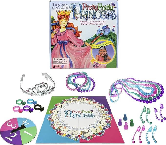 Pretty, Pretty, Princess Game with 90's Artwork, by Winning Moves Games USA | Jewelry Dress-Up Game, 2-4 Players, Ages 5+