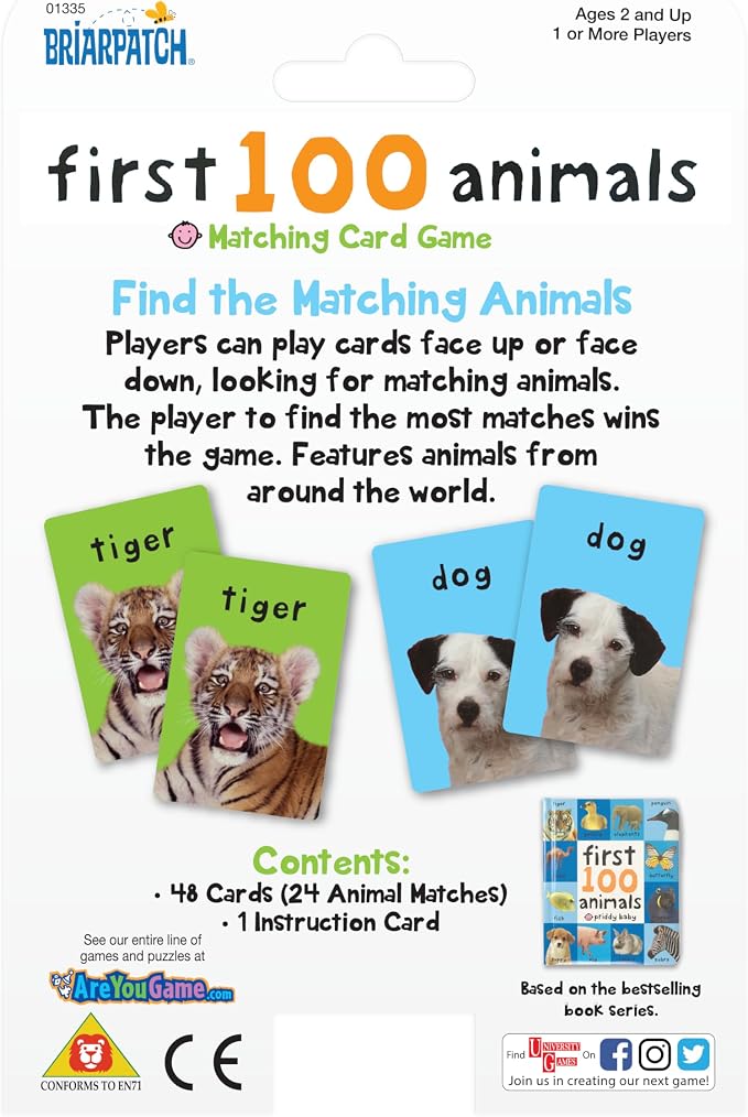 Briarpatch, First 100 Animals Matching Card Game, Based On Board Books by Roger Priddy, Preschool Learning for Kids