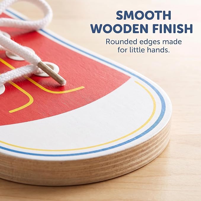 Shoe Tying Practice, Wooden Learn to Tie Your Own Shoes Threading Lacing Shoes Training Early Learning Kits | Threading Lacing Shoes Training Board Early Learning, Decorative Accessories