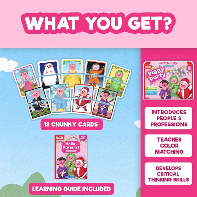 Doctor Jupiter Piggy Party Dress-up Game for Kids Ages 2-3-4 Year Old | Birthday Gift for Boys & Girls Ages 2,3,4, Piggy Party Dress-up Game, Toddler Educational Toy, Learning Activity Set