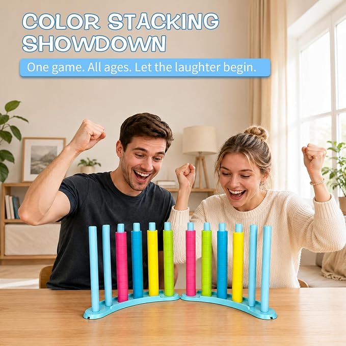 iuuoi Color Matching Challenge Game 2 Pack – Fast Pattern Color Sorting & Stacking Toys, Fun Family Board Game for Kids 6-8-12 & Adults, 2 Player Birthday Gift for Boys Girls, Sensory Toys for Autism