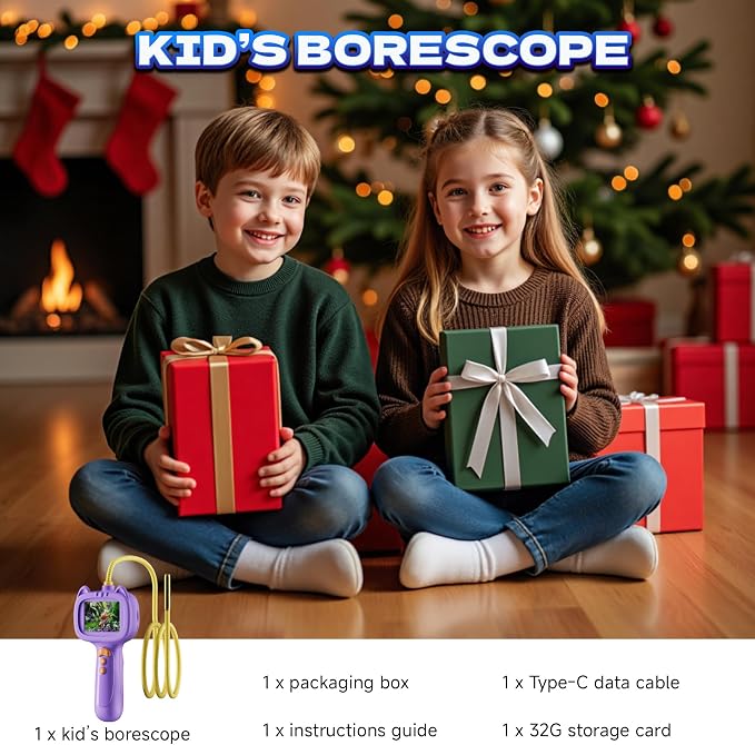 Borescope Snake Camera with Light for Kids，STEM Endoscope Educational Toy Kit，Outdoor Camping Nature Science Exploration Hoilday Birthday Gift for Boys & Girls Ages 3+ Years Old (Purple)