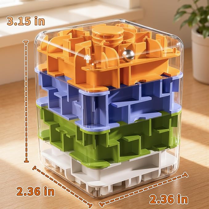 4 Layer 2-in-1 3D Rolling Ball Fidget Spinner, 3D Brain Teaser Puzzle Game, Education Sensory Toys Birthday Gift for Kids Adults 4 5 6 7 8 Years Old Boys Girls