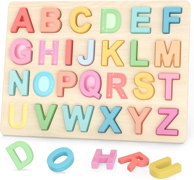 Zeoddler Alphabet Puzzles, ABC Shape Puzzles for Kids, Educational Toys for Toddlers, Preschool Learning Activities, Gift for Girls Boys