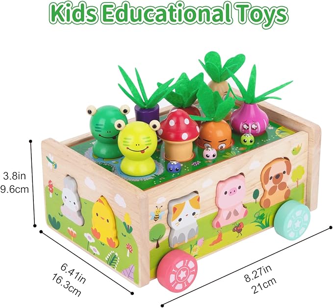 KMTJT Montessori Wooden Toddler Toys for 1 2 3 Years Old Boys Girls Gifts | Shape Sorting Toys First Birthday Gifts for 1-2 Years, Wood Animal Farm Car Preschool Educational Fine Motor Skills Toy