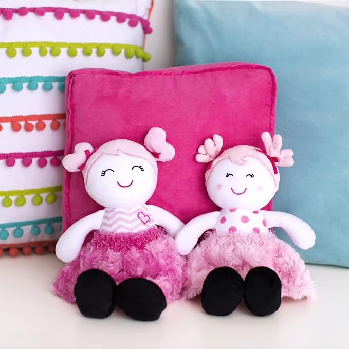 Baby Starters Plush 11 inches Snuggle Buddy Baby Doll, Marisa with Chevron Stripes, Pink