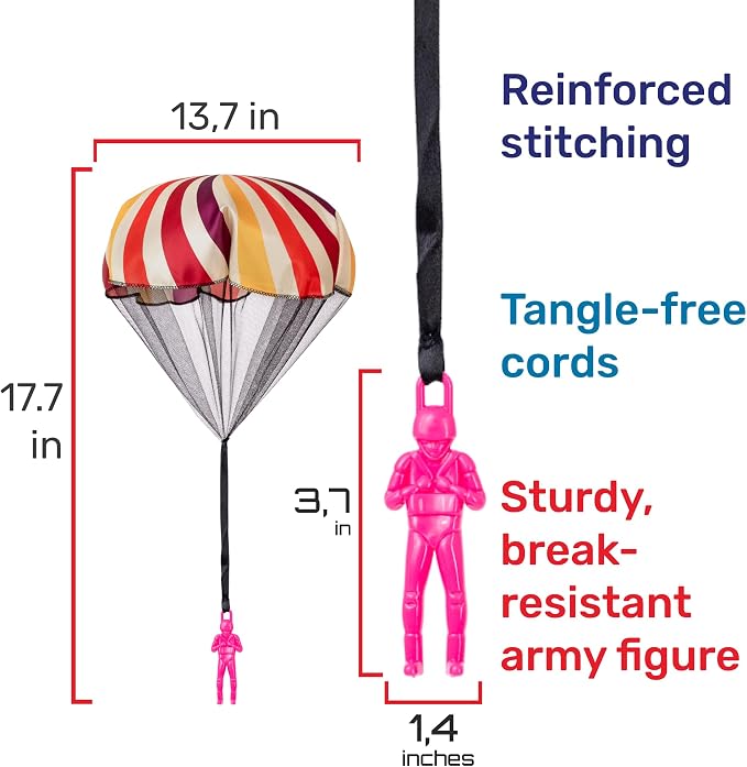NUTTY TOYS Parachute Toys for Kids - Tangle Free Outdoor Flying Parachute Men, Top Indoor & Outside, 3 4 5 6 7 8 9 10 11 12 Year Old, Best Christmas Stocking Stuffers Idea 2026 Unique Boy & Girl Gifts