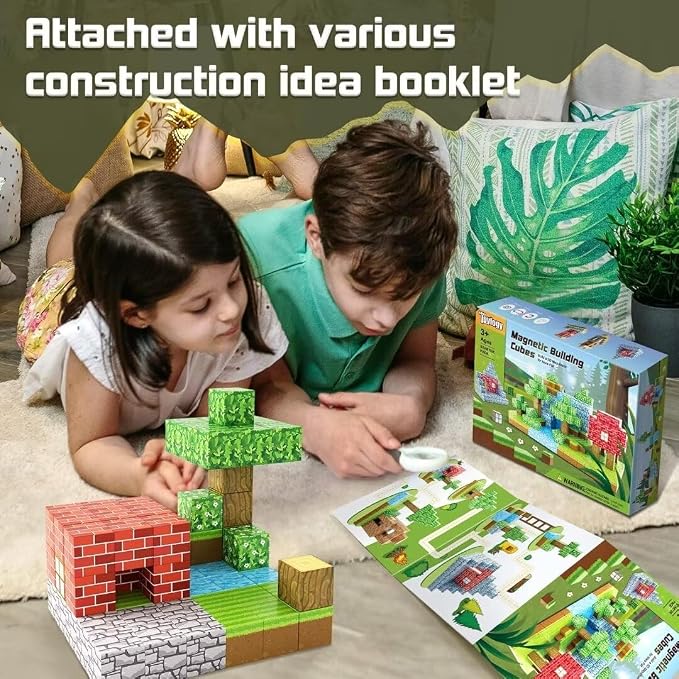 Magnetic Blocks 1 inch Magnetic Building Blocks for Kids Age 3-5 5-7 6-8 | Magnet Learning Sensory Toys, Game Inspired Building Craft, Holiday Toys Birthday Gifts, Mine Magnet World Stacking Cubes