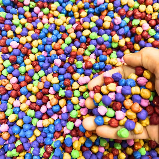 1 Lb of Rainbow Chickpeas Sensory Bin Filler for Kids Play | Non-Toxic | Sensory Play | Colored Chickpeas | Montessori Learning Toy | Fine Motor & Color Sorting Activity | Table Filler | Age 3+